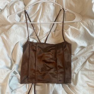 Brown tie tank top